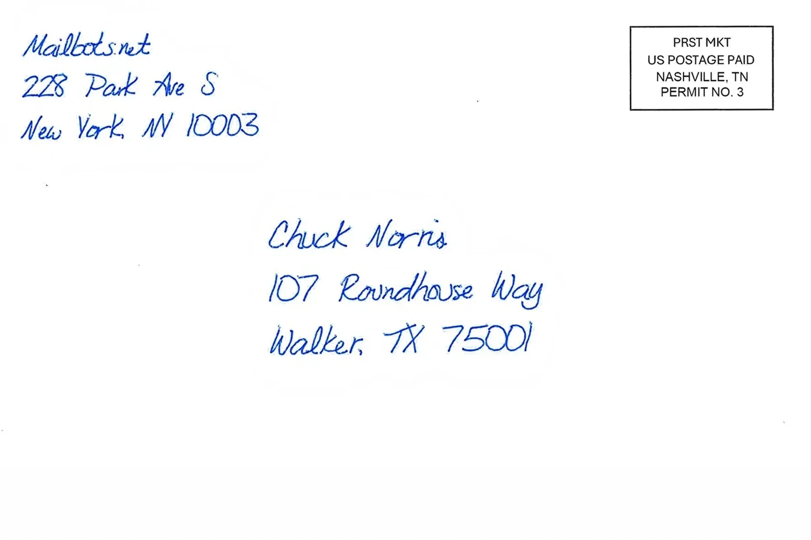 DoubleCard front, handwritten address side