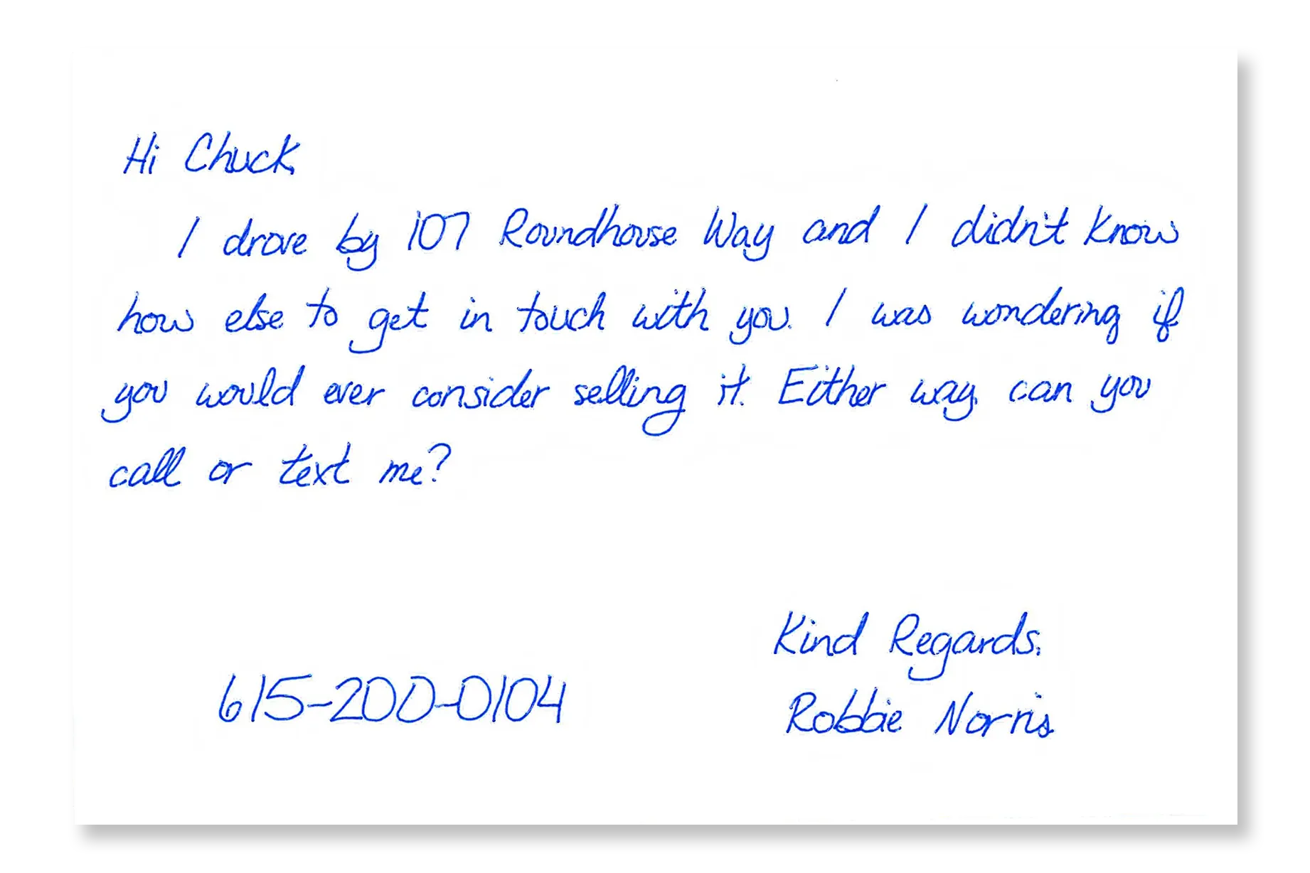 DoubleCard back β handwritten message side